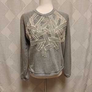 Zara Basic Collection Women'sGray Sweater with Cream Embellishments Size XS